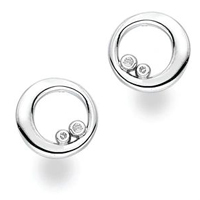 White Ice Silver and diamond circle earrings